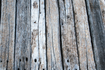 Old wood floor from the railroad tracks Caused by nature