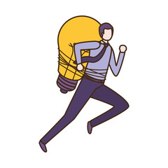 Businessman with lightbulb avatar character