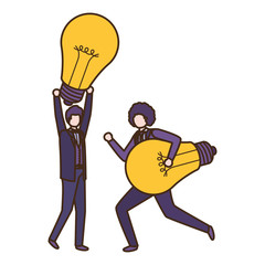Businessmen with lightbulbs avatar character