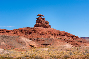 Fototapeta na wymiar Stone formation in the wild desert landscape in Valley of the Gods in Utah, USA