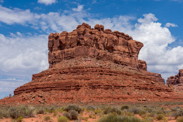 Fototapeta na wymiar Stone formation in the wild desert landscape in Valley of the Gods in Utah, USA