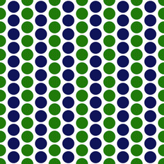 Green and Navy Circles Seamless Pattern - Green, white, and navy blue circles design