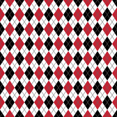 Red and Black Argyle Seamless Pattern - Red, white, and black argyle design