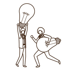 Businessmen with lightbulbs avatar character