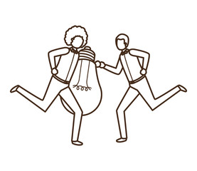 Businessmen with lightbulb avatar character