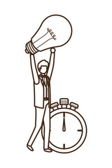 businessmen with clock and light bulb character