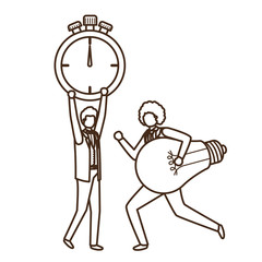 businessmen with clock and light bulb character