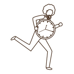 businessman with clock avatar character