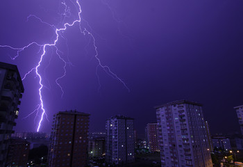 Lightning storm over Beylikduzu, Istanbul