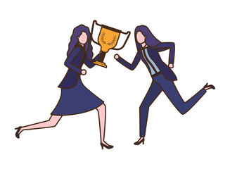 businesswomen with trophy avatar character