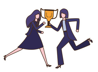 businesswomen with trophy avatar character