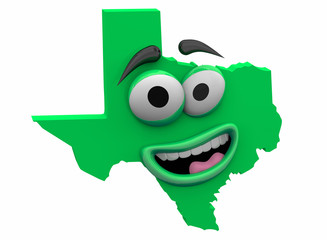 Texas State Map Eyes Mouth Funny Cartoon Face 3d Illustration