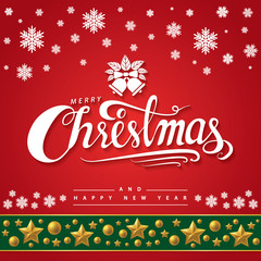 Text of Merry Christmas on red background.