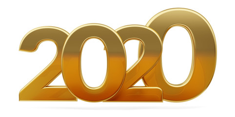 2020 golden bold letters 3d-illustration