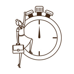 businesswoman with clock avatar character