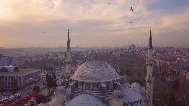 around sehzade mosque at sunset