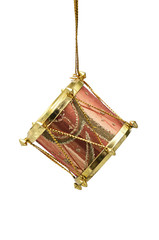 Christmas and New Year's drum on white background. Retro toy