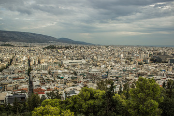 aerial urban city street photography of south European poor ghetto urban view from above