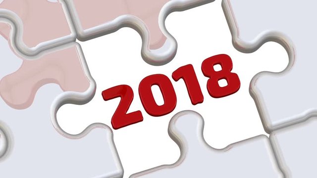New 2019 year. Folded white puzzles elements and one red with number of year 2019 falls into its place with the numbers of the year 2018. Footage video
