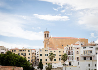 View of old town in Mahon Menorca Balearic Islands Spain - obrazy, fototapety, plakaty