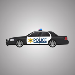 Police car vector, side view. USA Police.