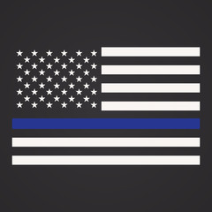 Vector Illustration of Police Department Flag, US Flag, Blue Line
