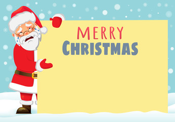 Santa Claus holding banner
