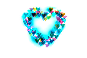 heart of bright colored hearts-bokeh.Background for lovers.