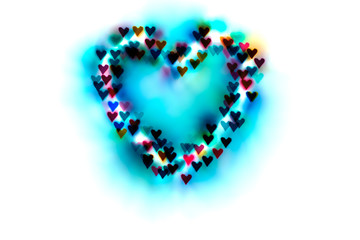 heart of bright colored hearts-bokeh.Background for lovers.