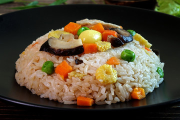 Vegetarian fried rice with five vegetable. Asian fried rice , Chinese /Japanese vegetarian food