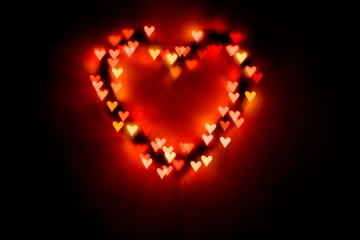 heart of bright colored hearts-bokeh.Background for lovers.
