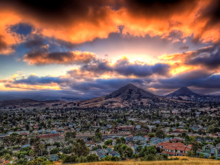 Brilliant Sunset Colors over City