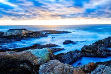 Blue Sea, Blue Waves at Dusk