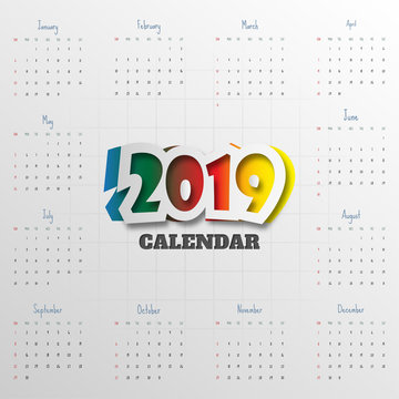 2019 Modern calendar template .Vector/illustration.