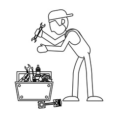 Car mechanic concept in black and white