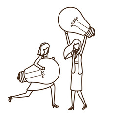 Businesswomen with light bulbs avatar character