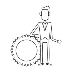 Businessman successful cartoon in black and white