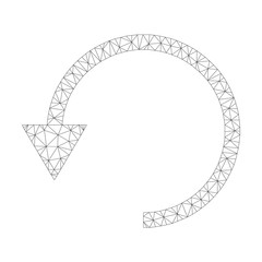Mesh vector rotate ccw icon on a white background. Polygonal carcass gray rotate ccw image in lowpoly style with structured triangles, dots and lines.