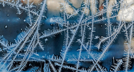 intersecting to frost line, patterns on the window glass
