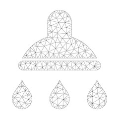 Mesh vector shower icon on a white background. Mesh wireframe gray shower image in lowpoly style with structured triangles, points and lines.