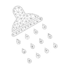 Mesh vector shower icon on a white background. Mesh carcass dark gray shower image in lowpoly style with structured triangles, points and lines.