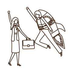 Obraz premium businesswomen with rocket avatar character