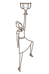 businesswoman with trophy avatar character