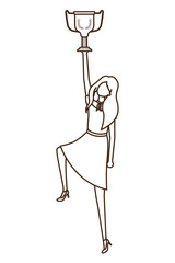 businesswoman with trophy avatar character