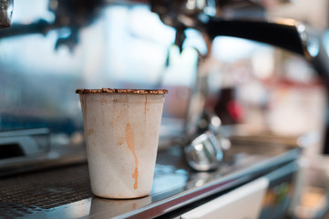 black coffee morning on coffee maker
