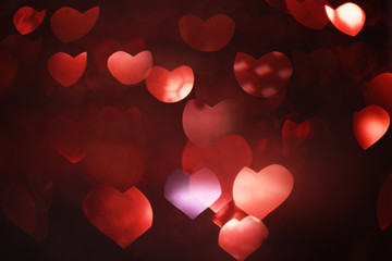 Red heart shape bokeh background