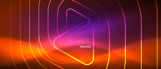 Color shiny neon lights background with abstract lines
