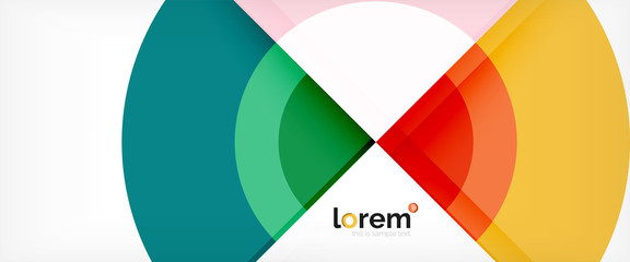 Modern geometric circles abstract background, colorful round shapes with shadow effects