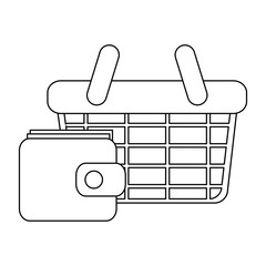 Shopping elements concept in black and white