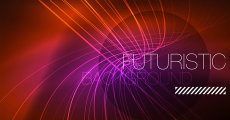 Neon glowing magic background, neon banner, night sky wallpaper. Magic light effect. Christmas abstract pattern.